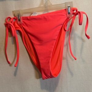 AA-464 Aerie NWT Cheekiest Side Tie Pink Lined Summer Swim Bikini Bottoms Size L